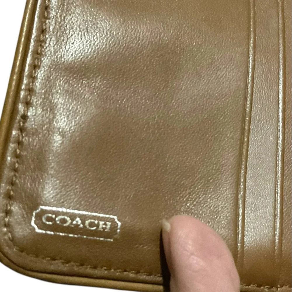 Coach Tan and Brown Wallet with Snap Closure canvas and leather
